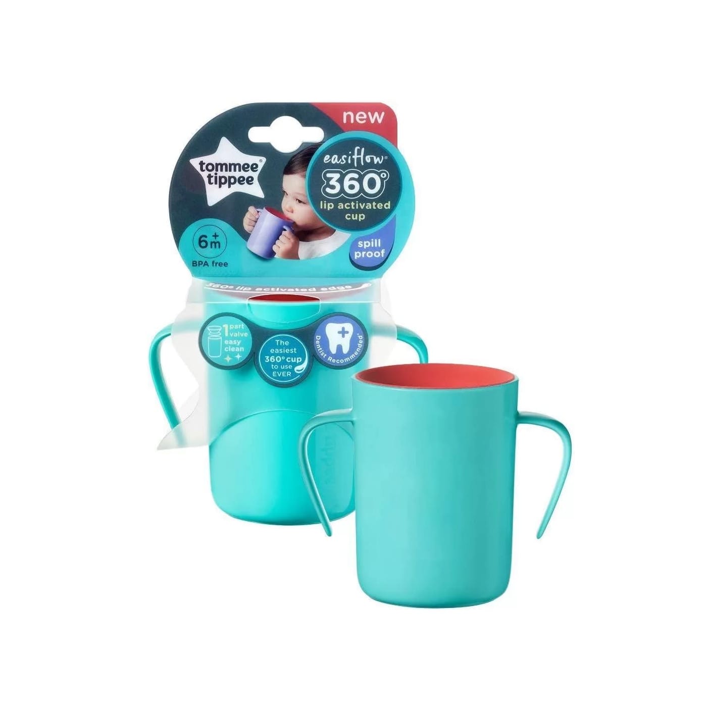 TOMMEE TIPPEE 200ML EASIFLOW 360 DEGREES HANDLED CUP (ASSORTED COLOURS