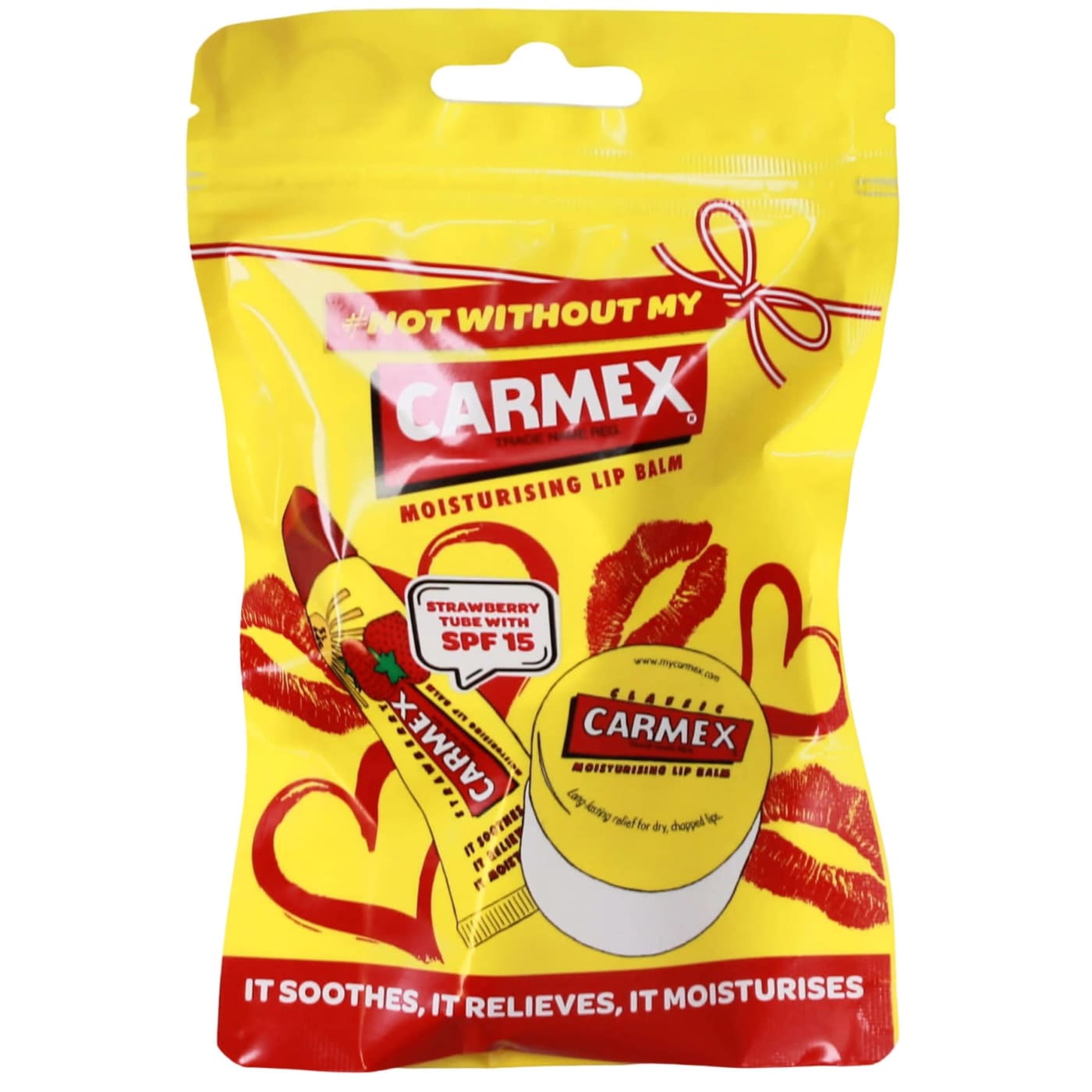 CARMEX NOT WITHOUT MY CARMEX POUCH 2PC (7.5G BALM POT & 10G  