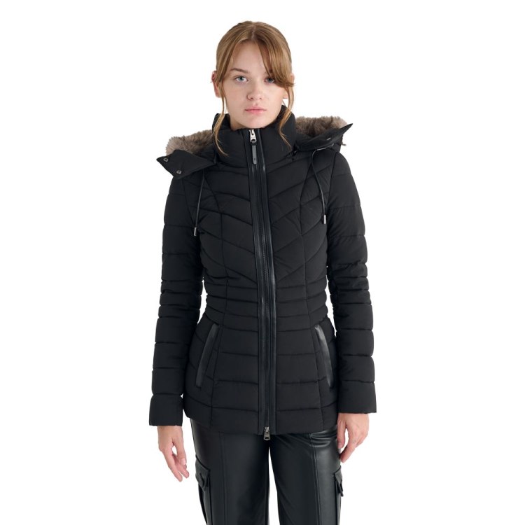 Trespass Chaqueta Acolchada Para Mujer De Longitud Larga Con Ripstop Y 2 Bolsillos Con Cremallera Sasha, Negro -, XS