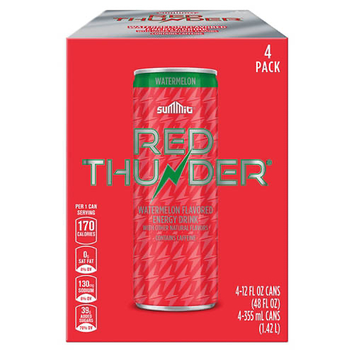 Red Thunder Watermelon Flavored Energy Drink 4 Pack 12 fl oz Cans at ...