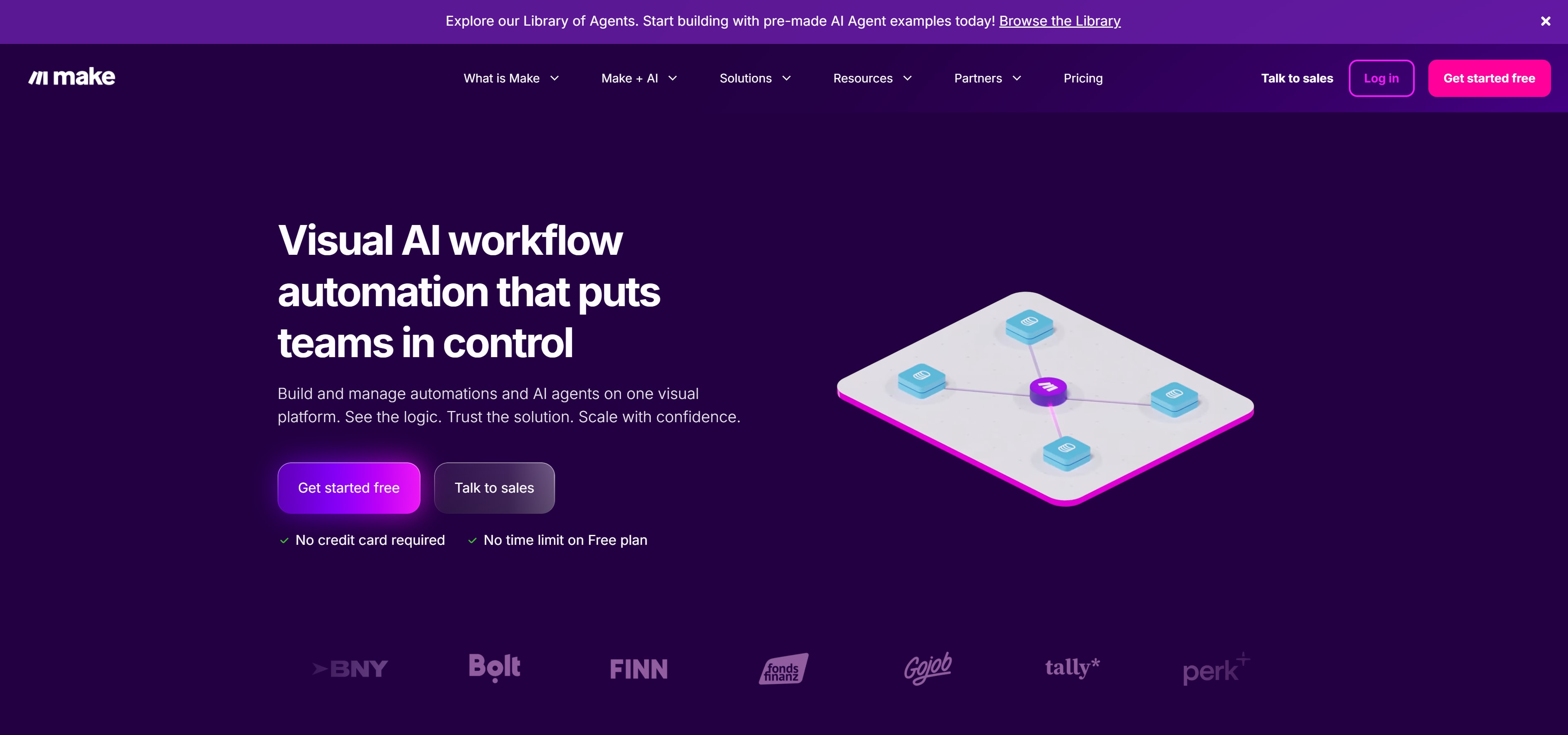 Make.com platform interface showing the visual workflow builder