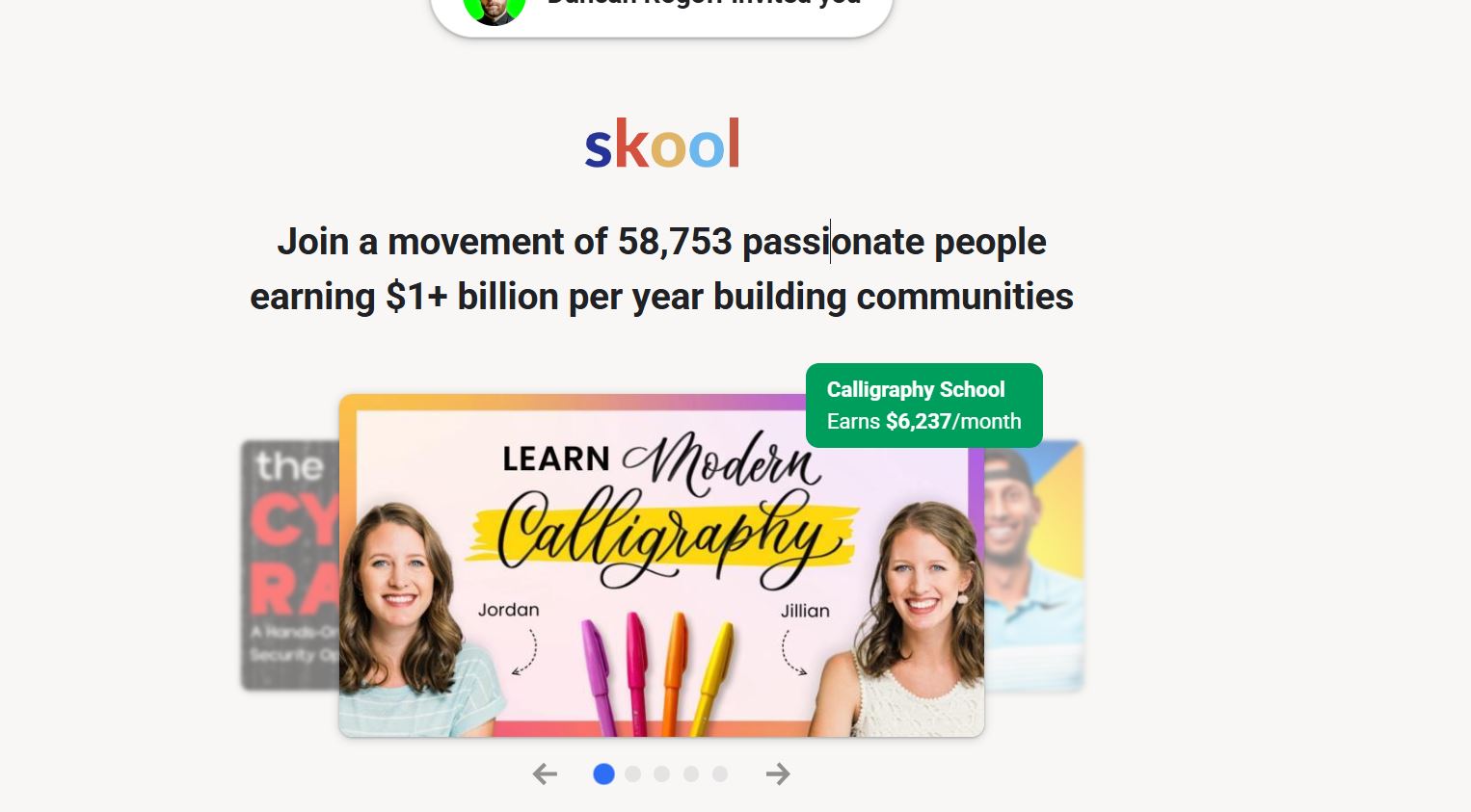Skool homepage for creators