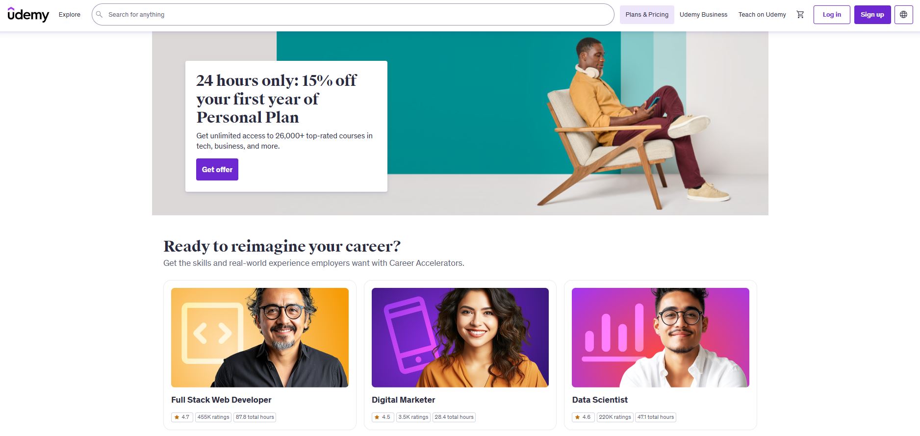 Udemy homepage screenshot