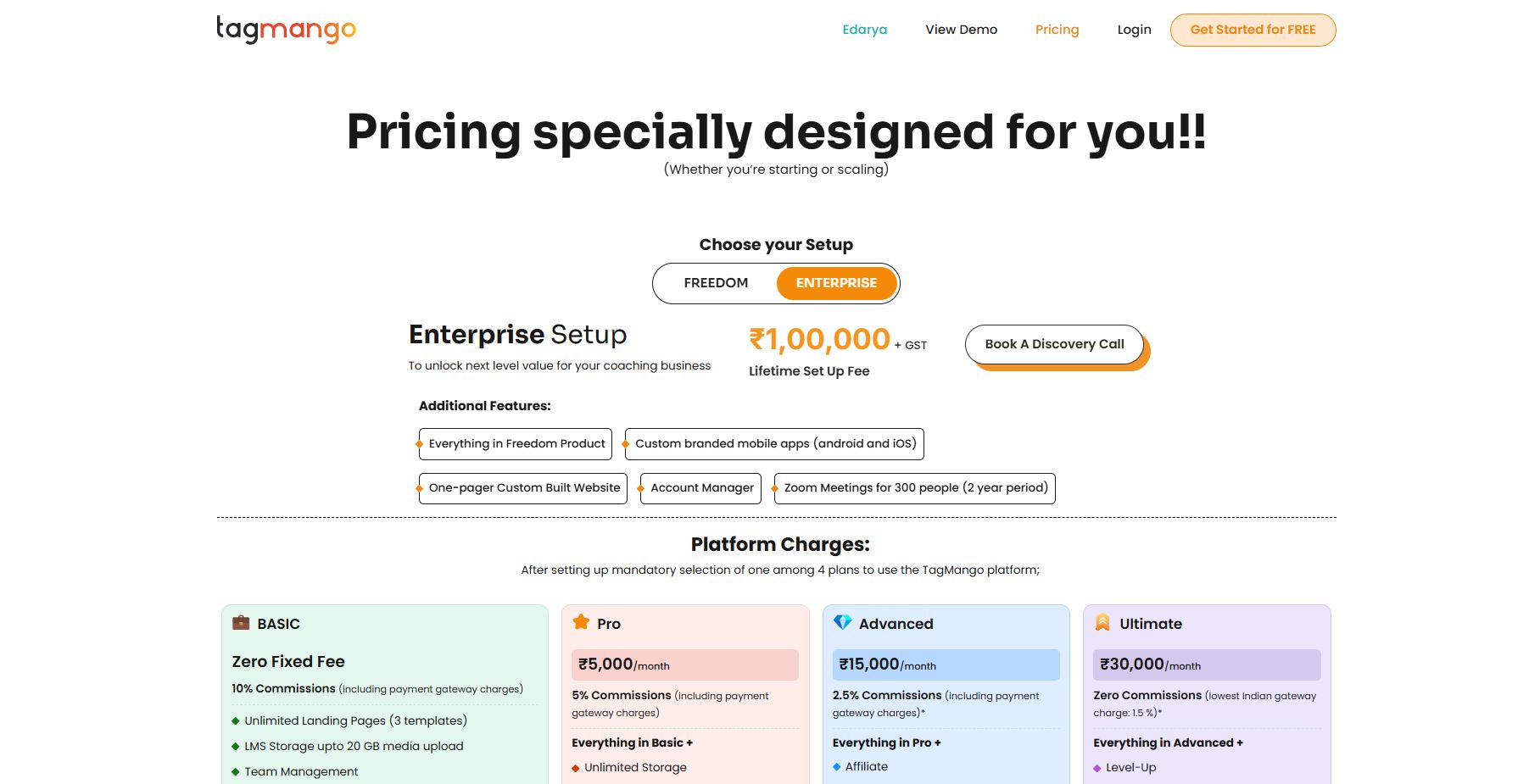 TagMango Enterprise Setup pricing