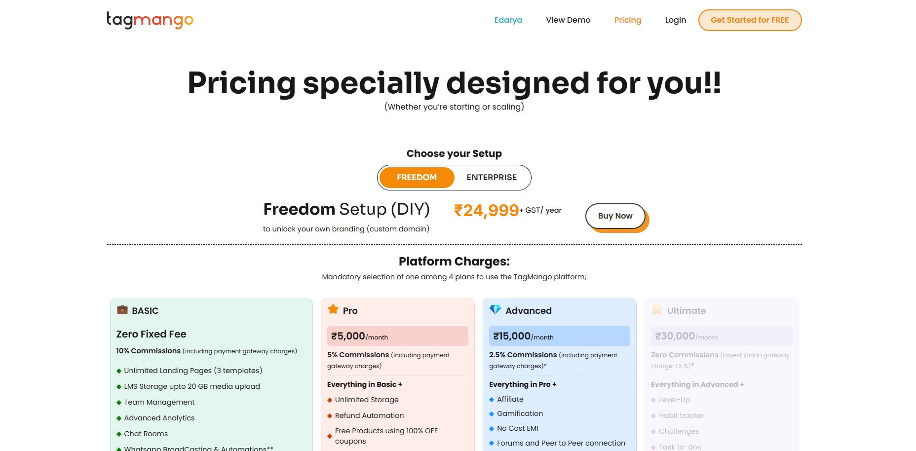 TagMango Freedom Setup pricing