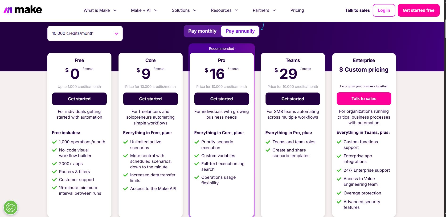 Make pricing screenshot