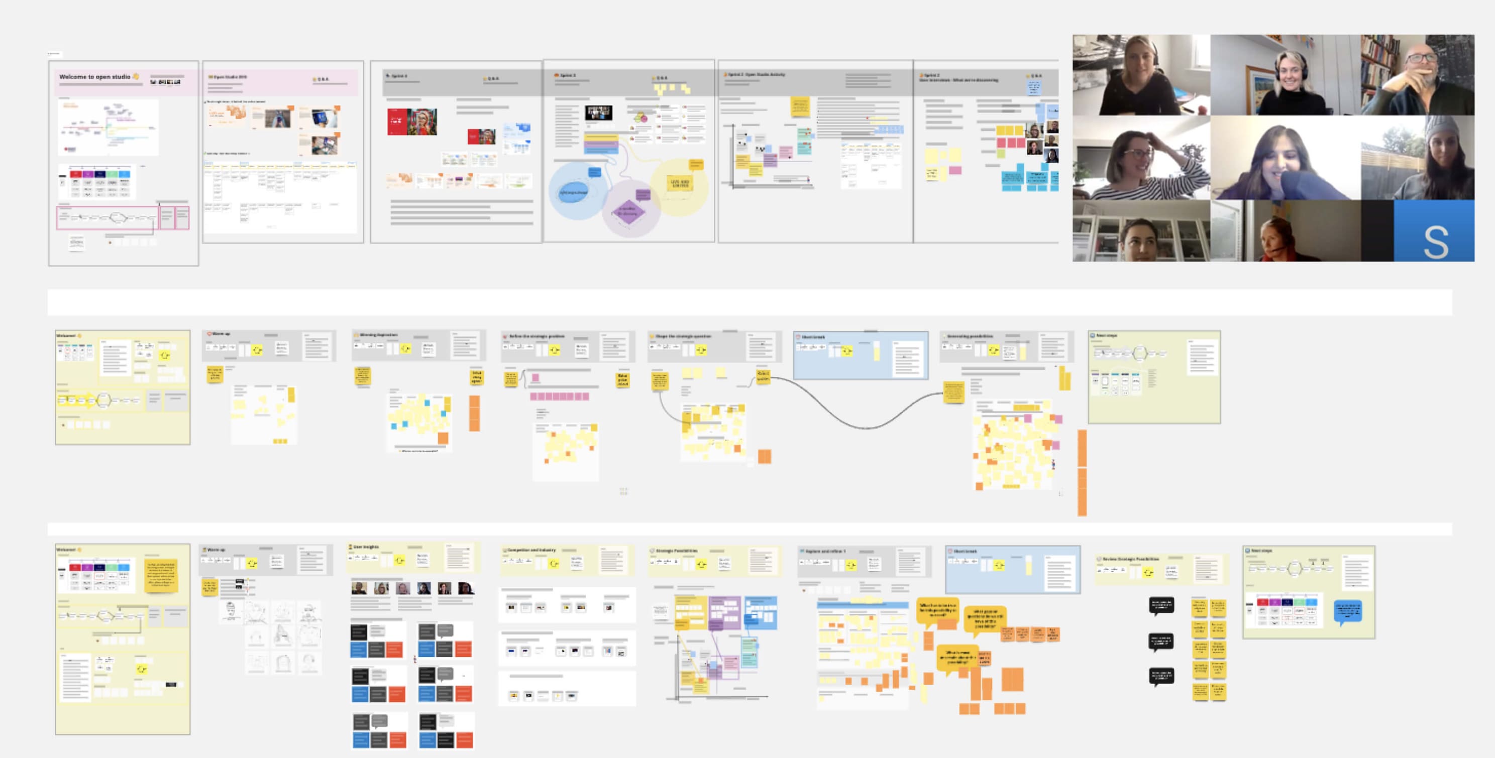 Screenshot of open studio workshop session using Miro
