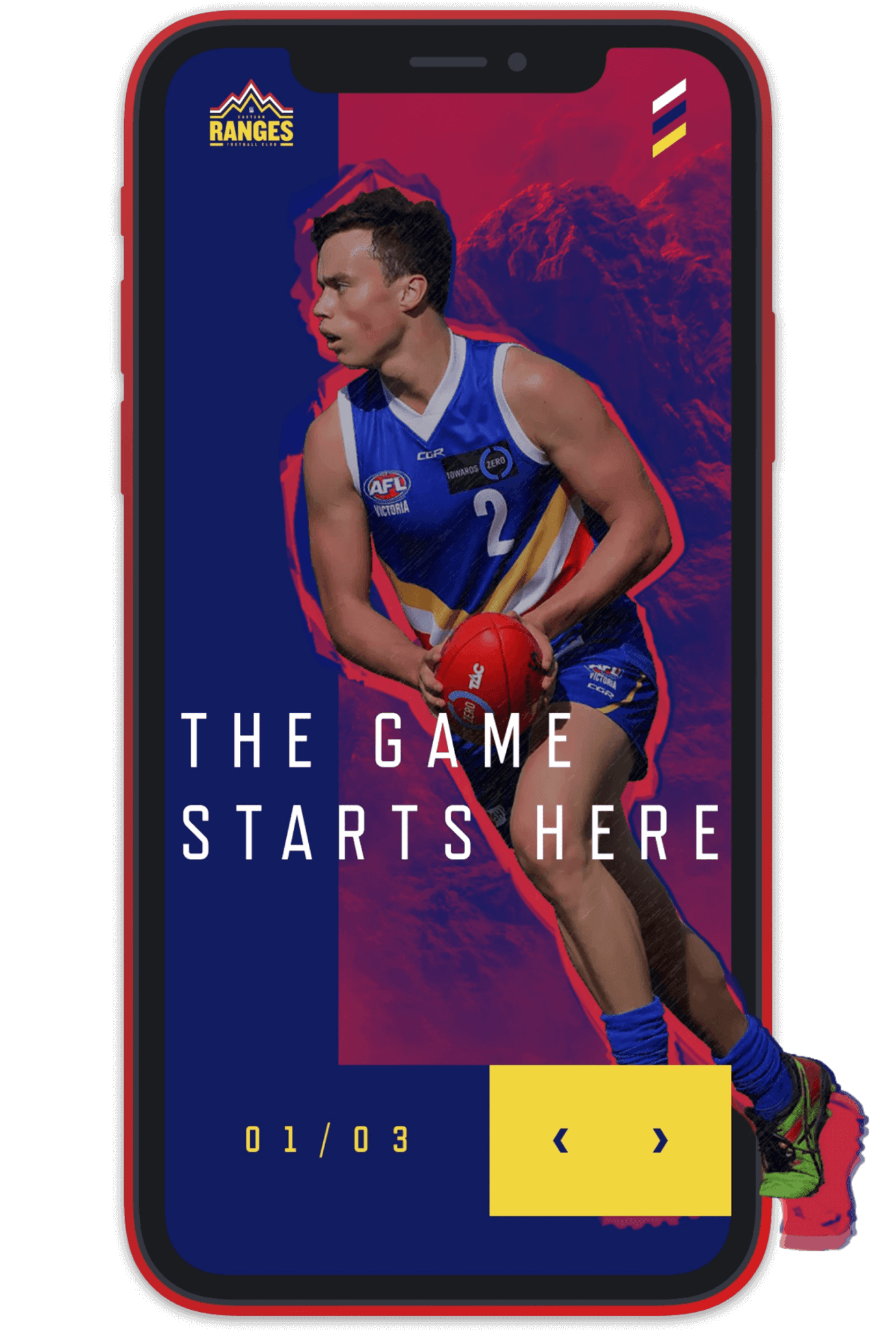 Mobile screen of the homepage hero component