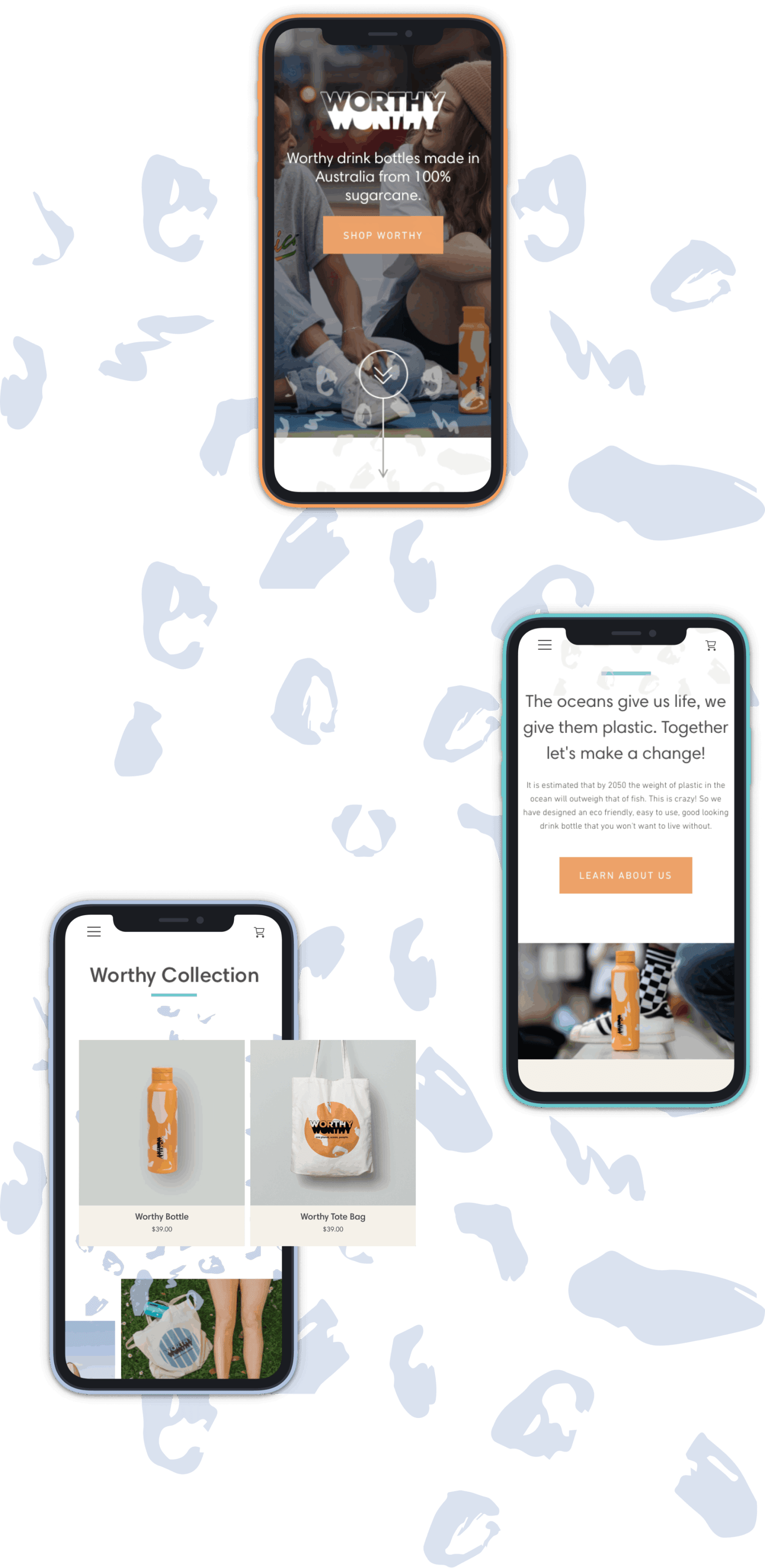 A website design in mobile phone format.  