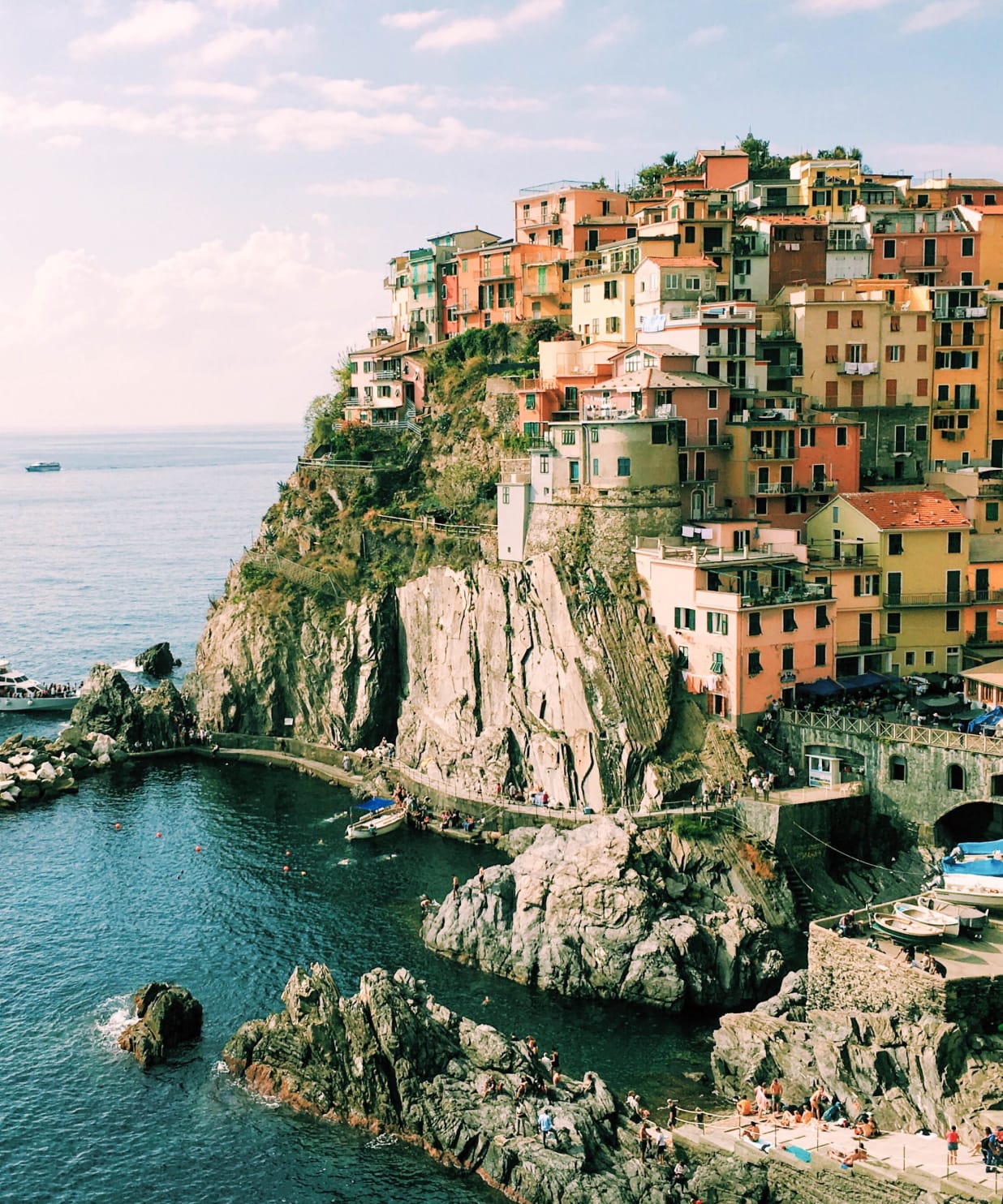 Small town on a cliff side next to the sea