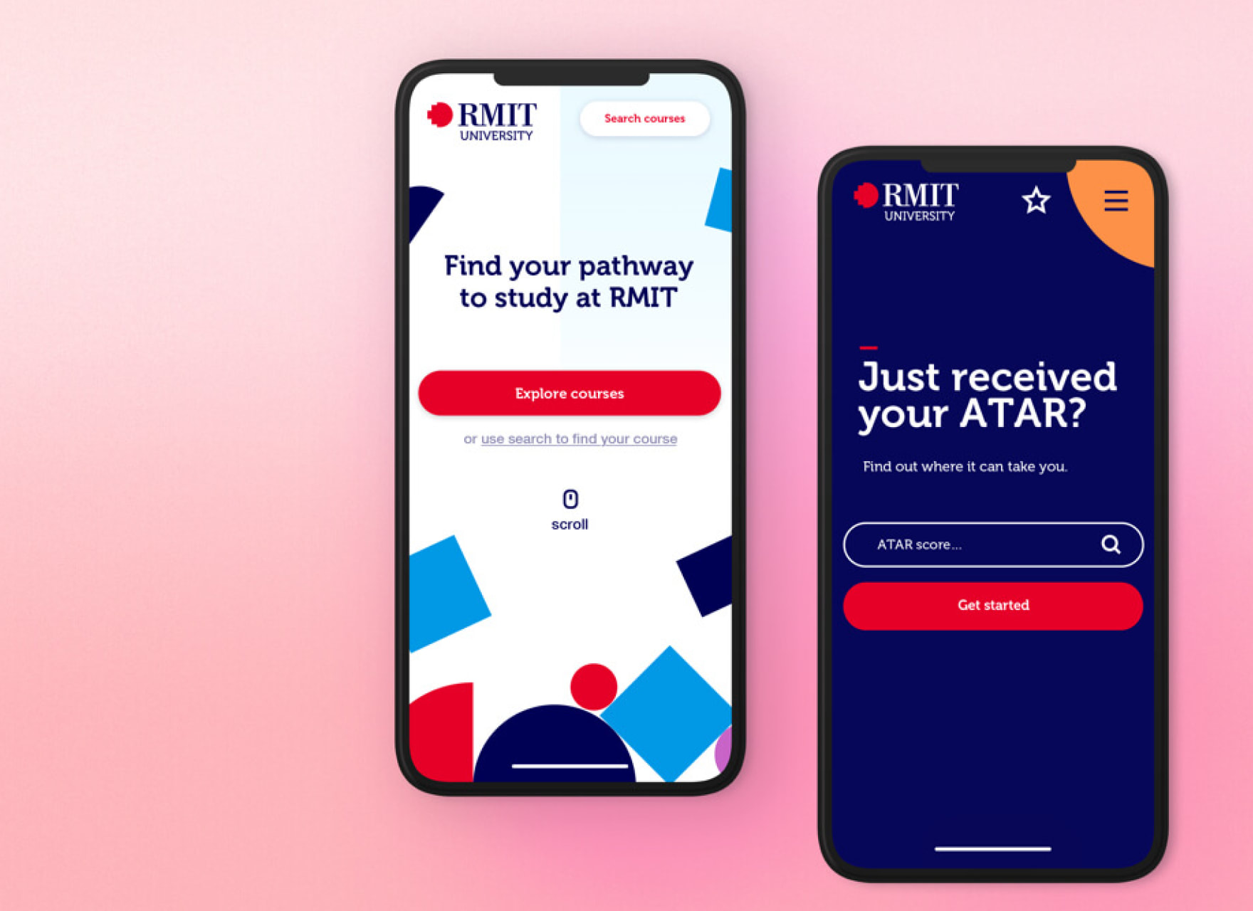Two mobile devices displaying education applications