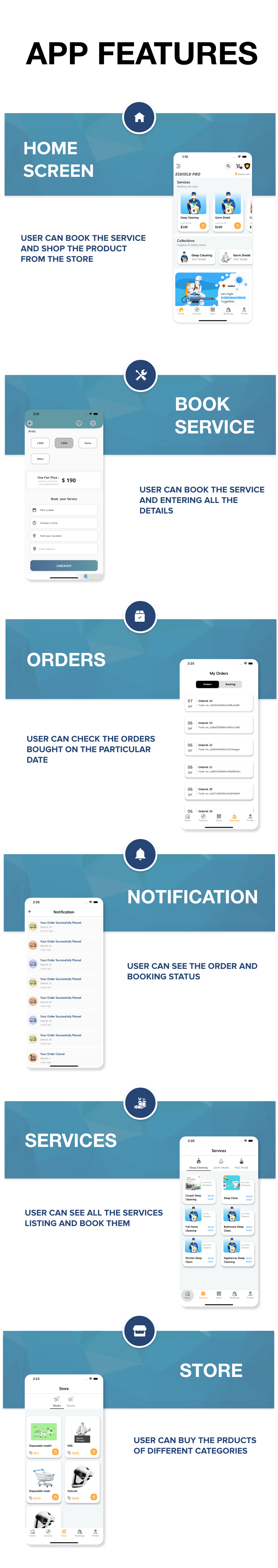 Home Service Provider App, Cleaning service, booking app including selling products with Admin Panel - 1