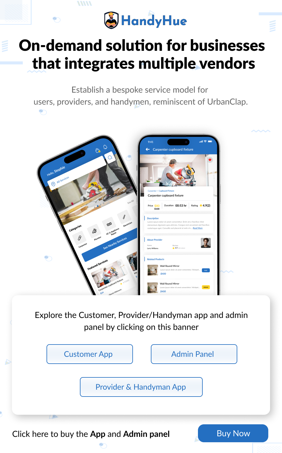 HandyHue – On Demand Home Service Booking Website with Admin Panel