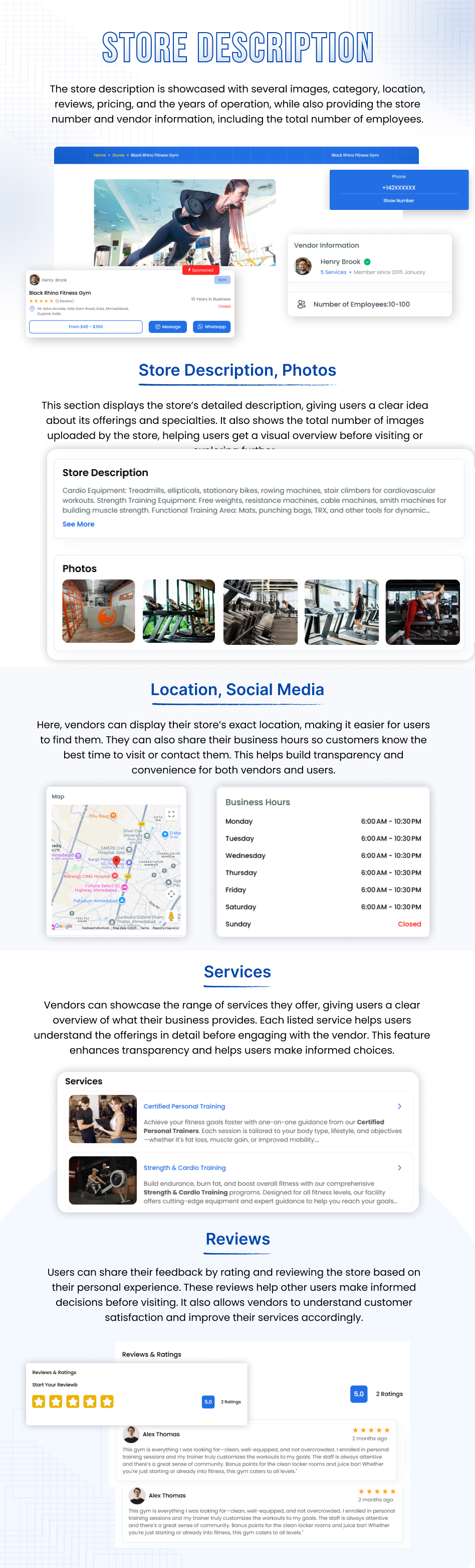 Vendor listing website