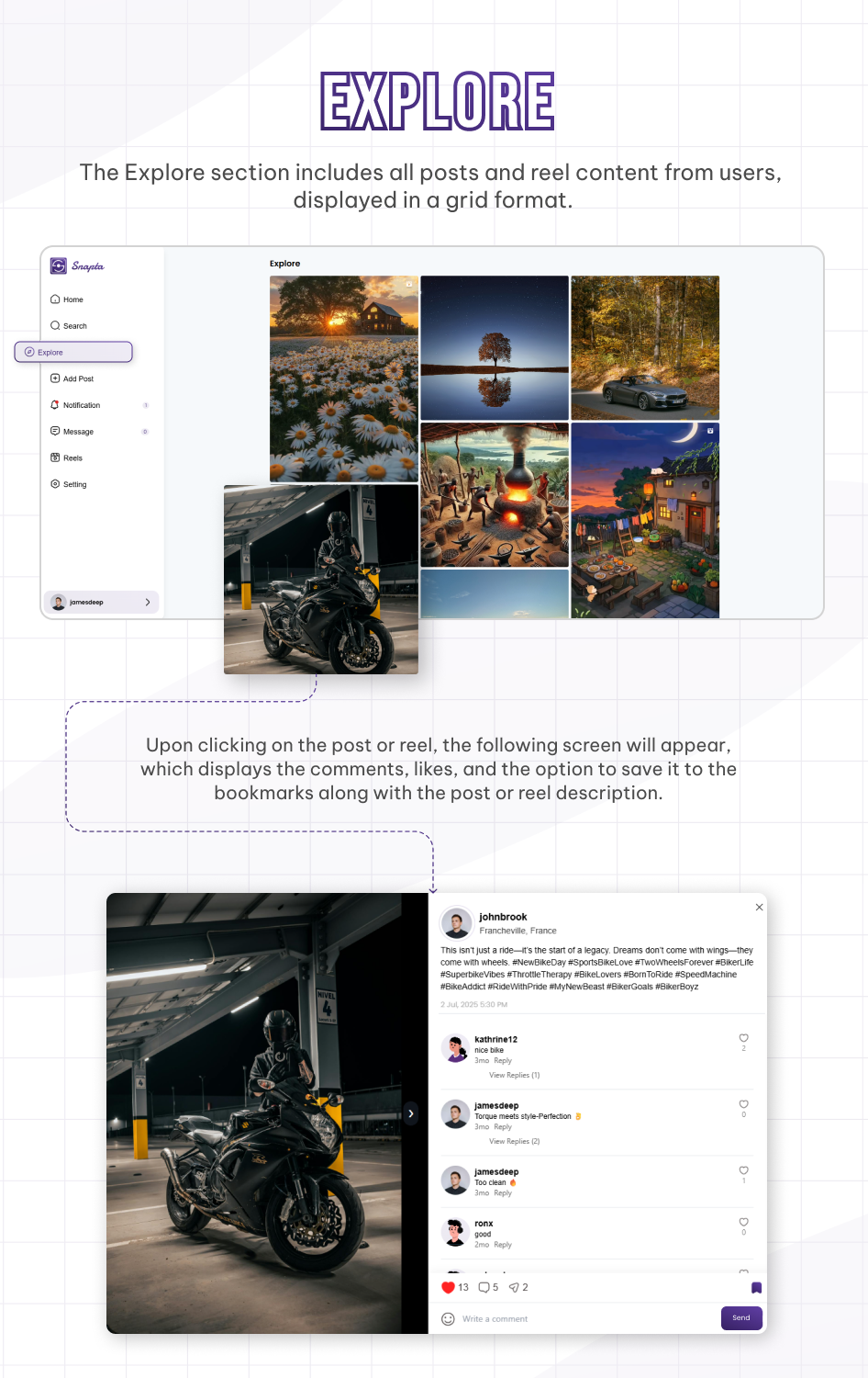 Snapta Web – Instagram Clone Social Network Website with Admin Panel