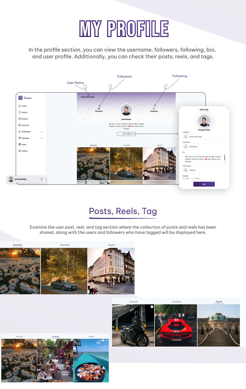 Snapta Web – Instagram Clone Social Network Website with Admin Panel