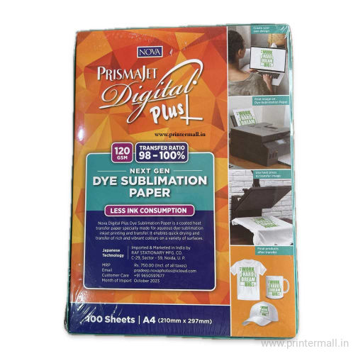 Nova Dye Sublimation Heat Transfer Paper 120GSM A4 Size Instant Dry 100Sheets Pack