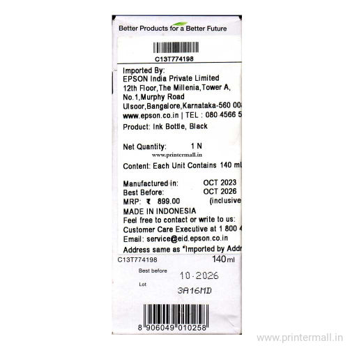 Epson Genuine 774 Black Ink Models M100 M105 M200 M205 L605 L655 L1455