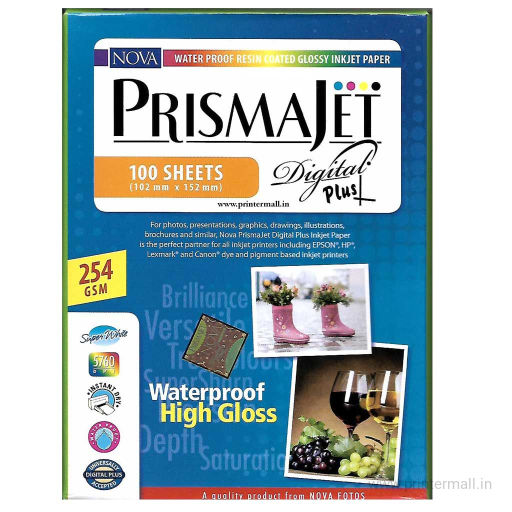 NOVA Resin Coated Digital Plus Glossy Inkjet Photo Paper 4 x 6 Inches (Maxi)- 254 gsm (100 Sheets)