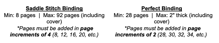 Saddle Stitch_Perfect Binding_Page Count