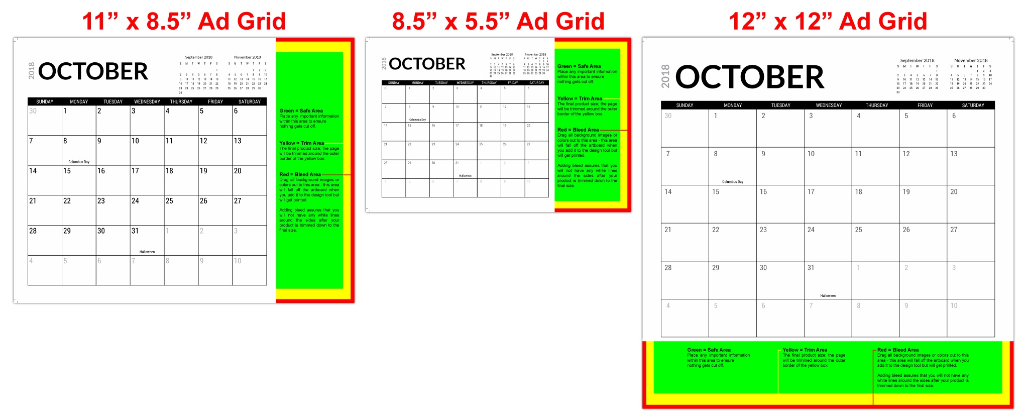 advertising grid dimensions