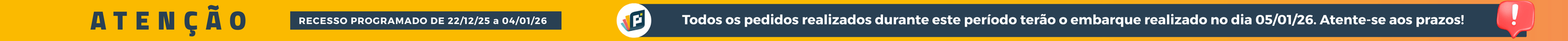 Estamos em recesso de 22/12/2025 a 05/01/2025. Boas festas!