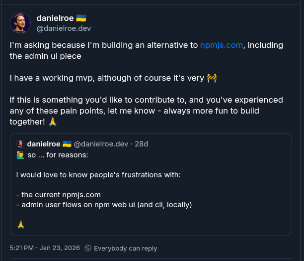 Screenshot of Daniel Roe's post on Bluesky