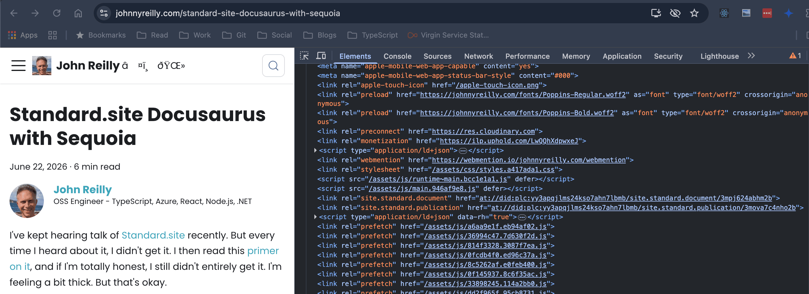 screenshot of devtools showing the tags