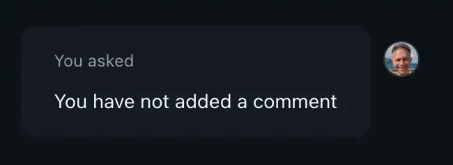 Screenshot of me telling GitHub Copilot it had not added a comment again