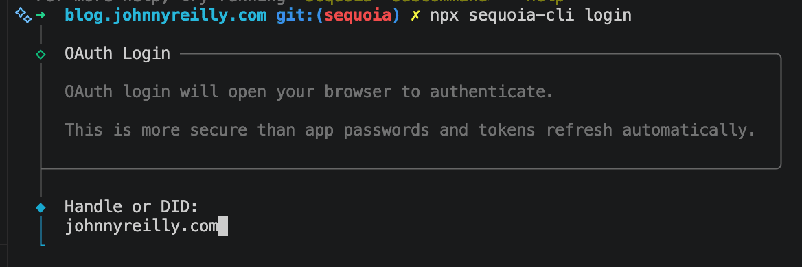 Screenshot of the OAuth flow