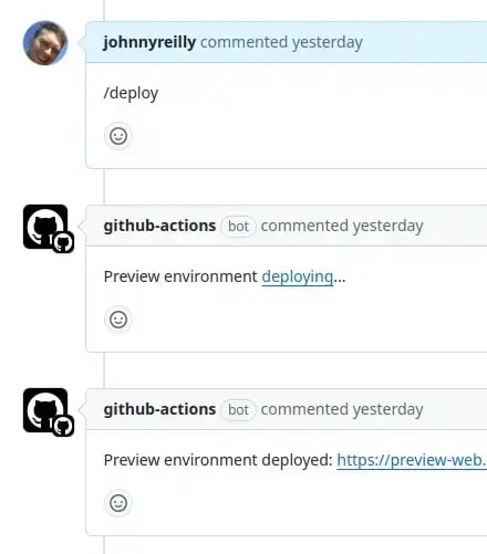 screenshot of pull request comments