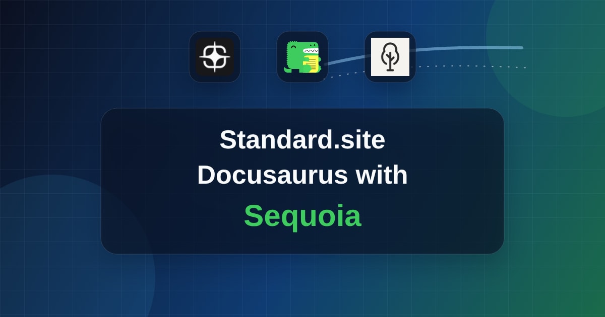 title image that reads "Standard.site Docusaurus with Sequoia" with Standard.site, Docusaurus and Sequoia logos