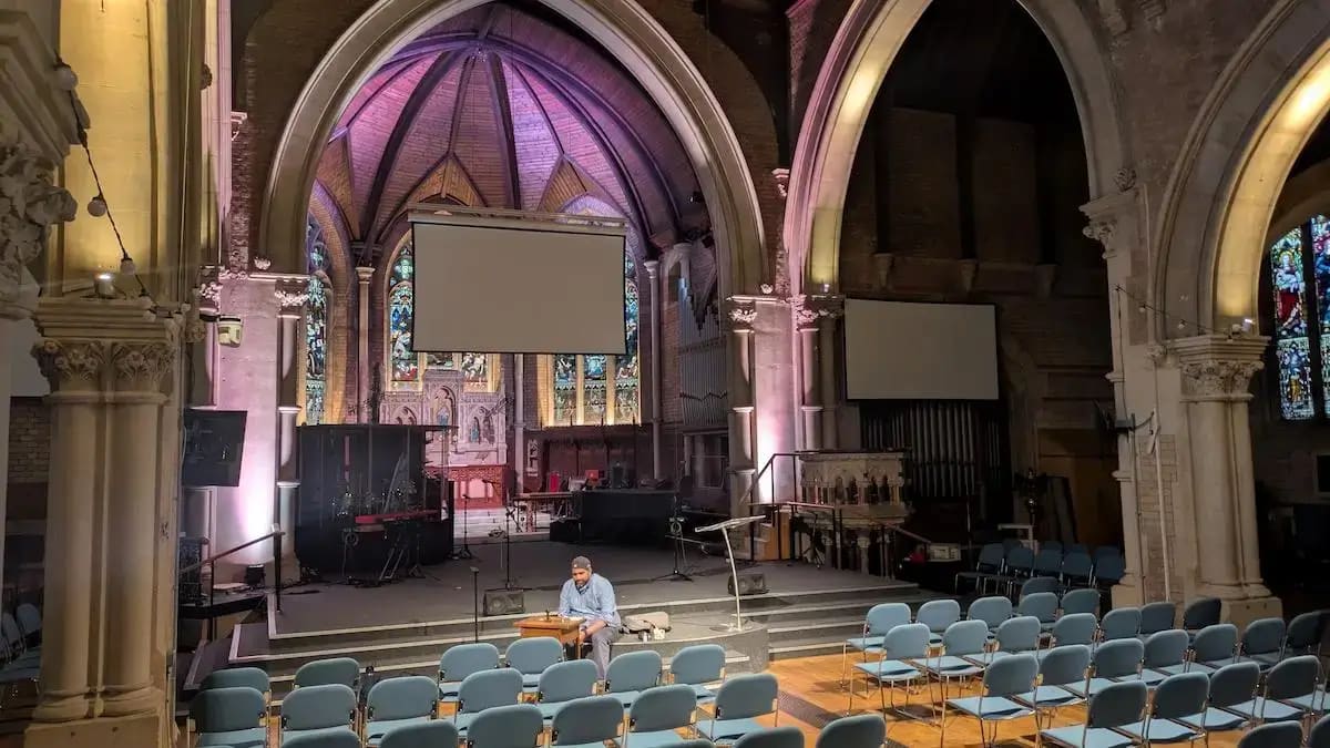 The inside of St Stephens Church - it's empty apart from Thomas