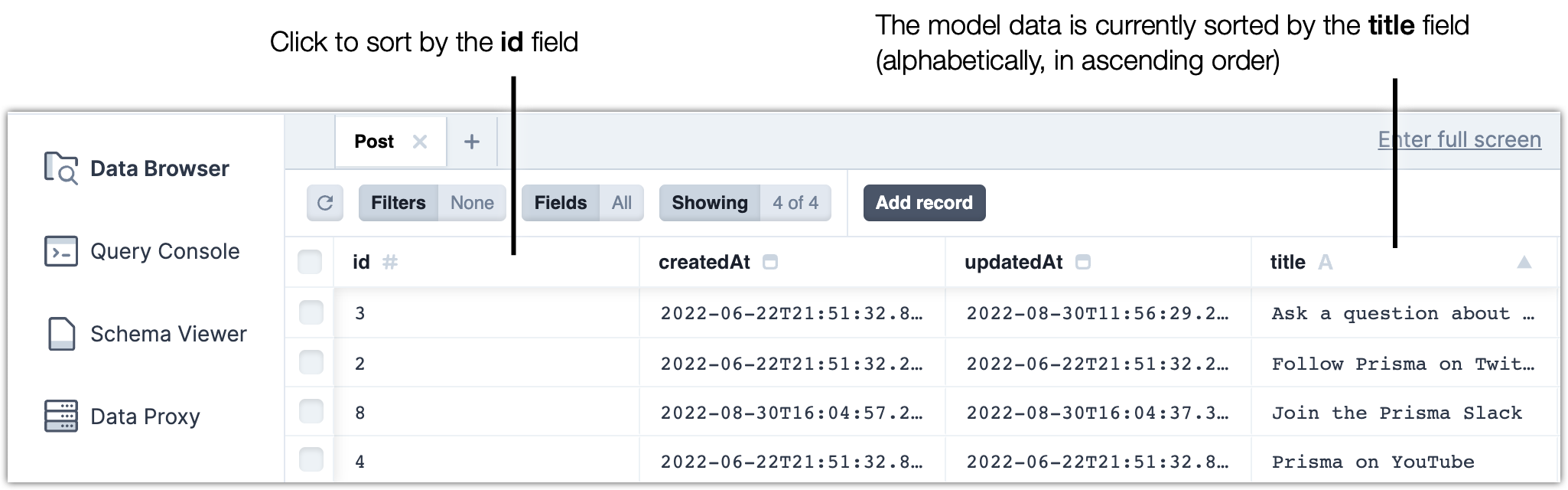 Data Browser - Open and close models