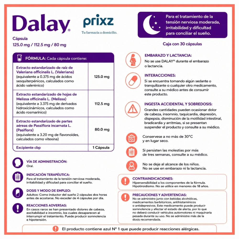 Dalay Para Aliviar Estrés Con 30 Cápsulas