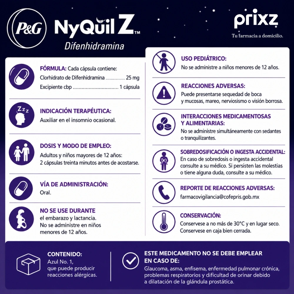 Nyquilz 25.0 Mg Con 30 Cápsulas
