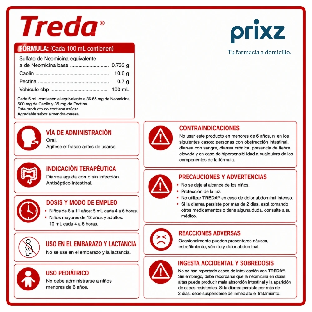 Treda 0.733/10/0.7 G Suspensión Oral Sabor Almendra Cereza 75 Ml