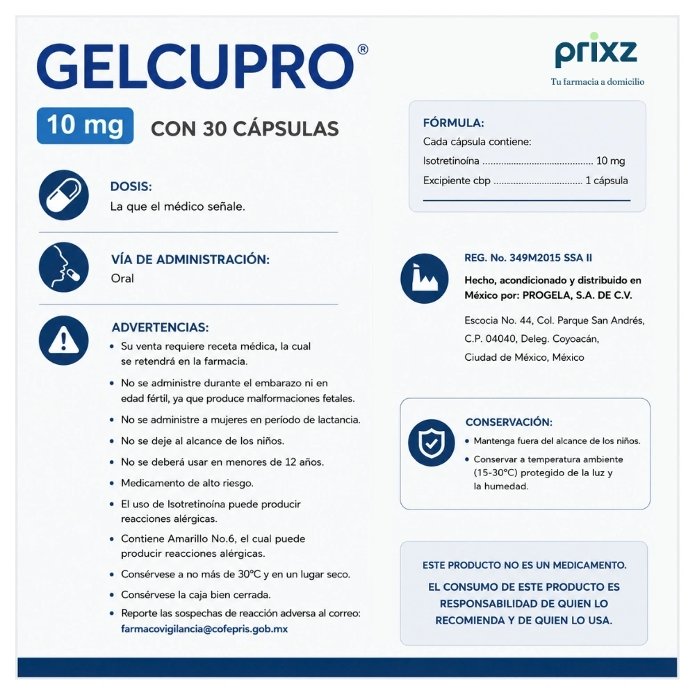 Gelcupro 10 Mg Con 30 Cápsulas