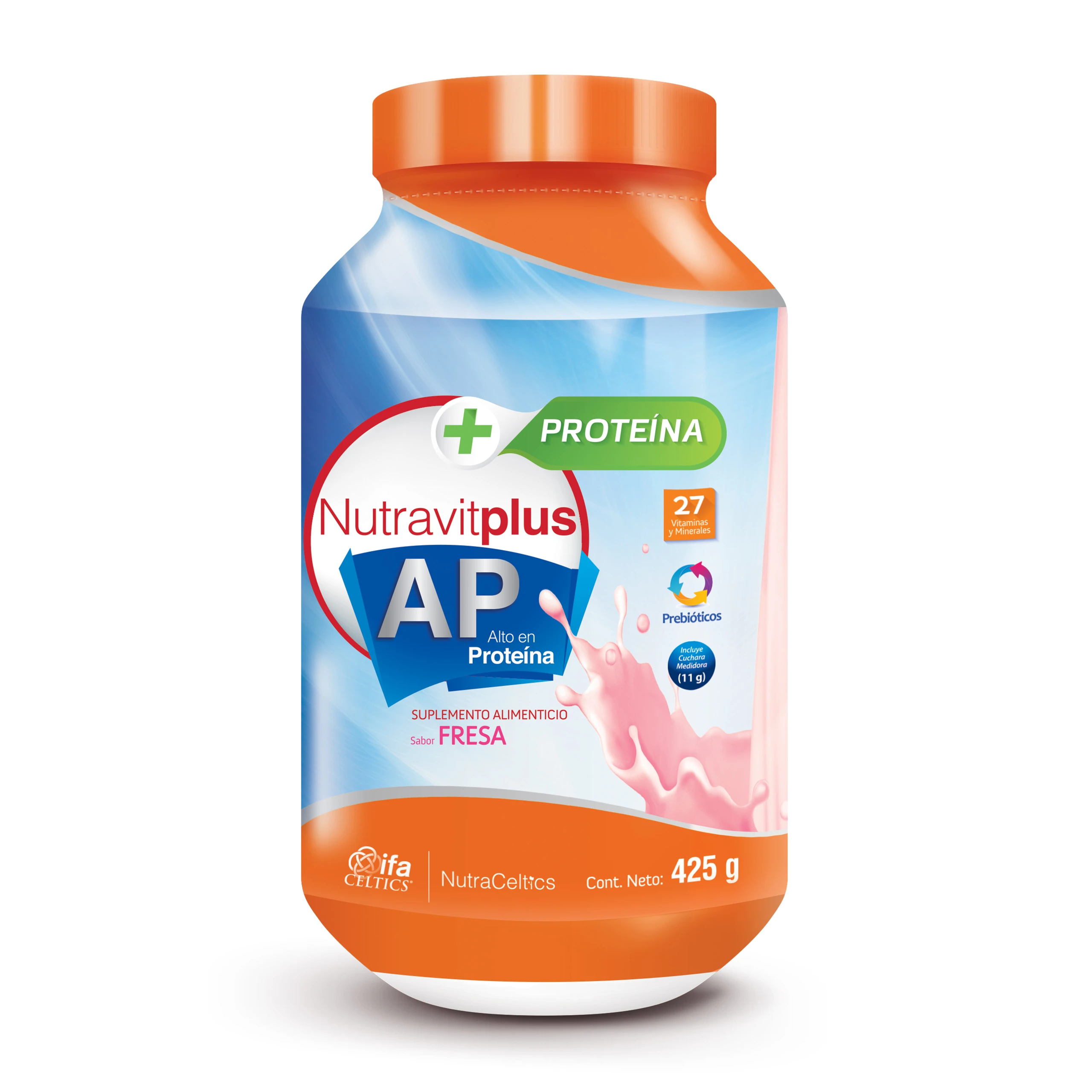 Comprar Nutravit plus ap suplemento alimenticio alto en proteinas fresa en bote con 425 gr