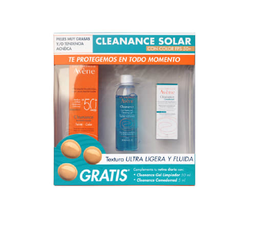 Avène cleanance cleanance solar+gel limpiador+ comedomed 5ml 3 piezas paquete precio