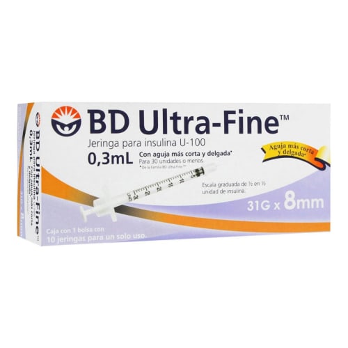 Bd ultra-fine jeringa para insulina u-100 0.3ml 31gx8mm 10 piezas caja Bd ultra-fine jeringa para insulina u-100 0.3ml 31gx8mm 10 piezas caja