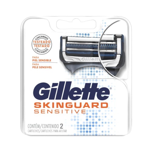 Gillette skinguard sensitive cartuchos de afeitar 2 piezas empaque