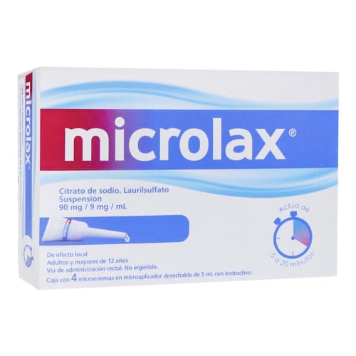 Microlax enemas 4 piezas caja citrato de sodio 90 mg