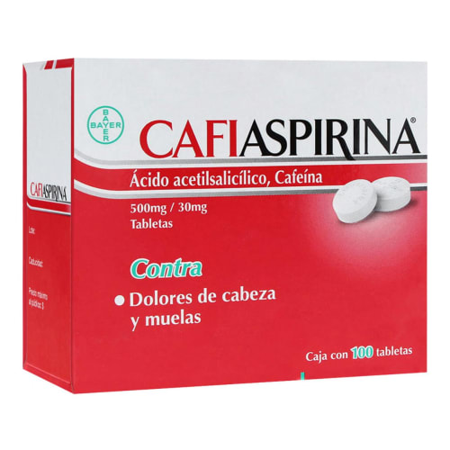 Cafiaspirina 100 tabletas 500/30 mg Cafiaspirina 100 tabletas 500/30 mg
