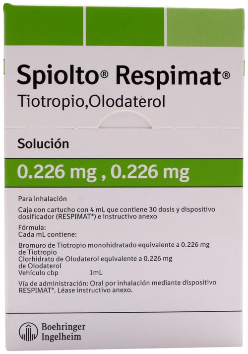 Spiolto respimat tiotropio, olodaterol 0.226/0.226 mg solución para inhalación con 30 dosis