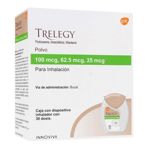 Trelegy polvo pinhalación 30 dosis 100/62.5/25mcg Trelegy polvo pinhalación 30 dosis 100/62.5/25mcg