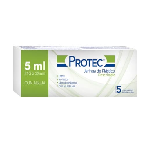 Jeringa protec con aguja 21gx32mm 5ml 5 piezas precio Jeringa protec con aguja 21gx32mm 5ml 5 piezas precio