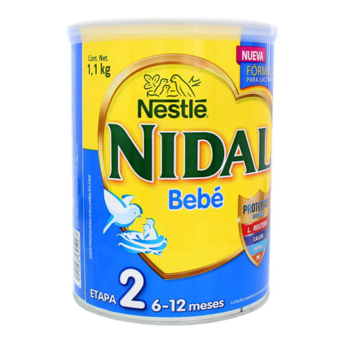 Nidal bebé 2 fórmula infantil para lactantes de 6 a 12 meses 1.1 kg lata