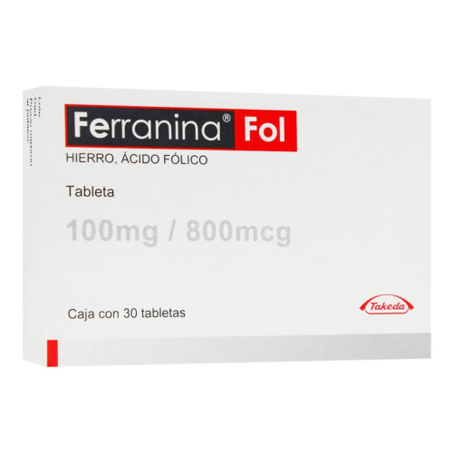 Ferranina 30 tabletas 100mg/800mcg Ferranina 30 tabletas 100mg/800mcg