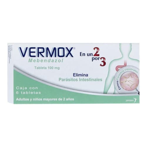 Vermox 6 tabletas caja mebendazol 100 mg Vermox 6 tabletas caja mebendazol 100 mg